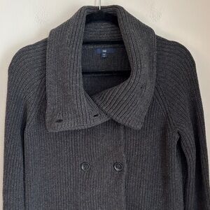 GAP vintage chunky shawl collar cowl Womens dark gray Double-Breasted Sweater SM
